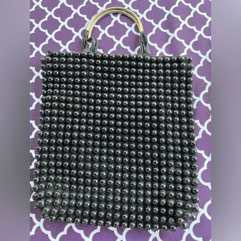 Women’s Black Beaded Tote Bag - Picture 2 of 4